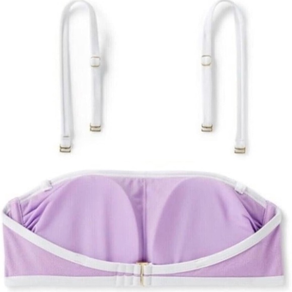 Kona Sol Bandeau Terry Cloth lavender & White Swim top NWT Size Medium - Picture 2 of 8